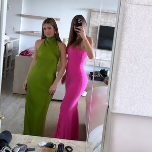 Norma Kamali pink strapless dress